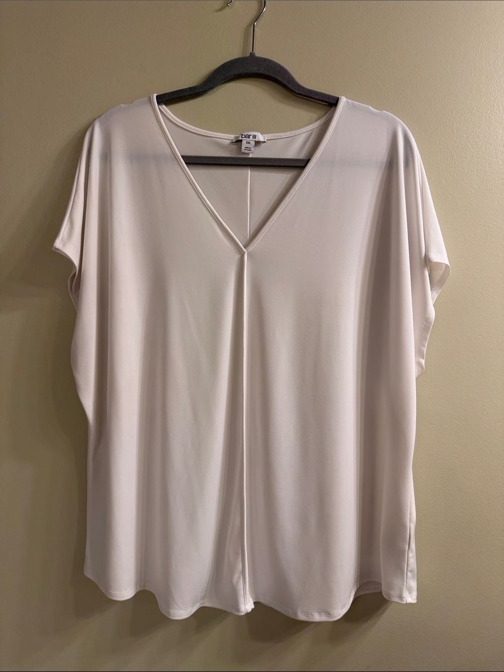 White V-Neck Draped Tunic Top